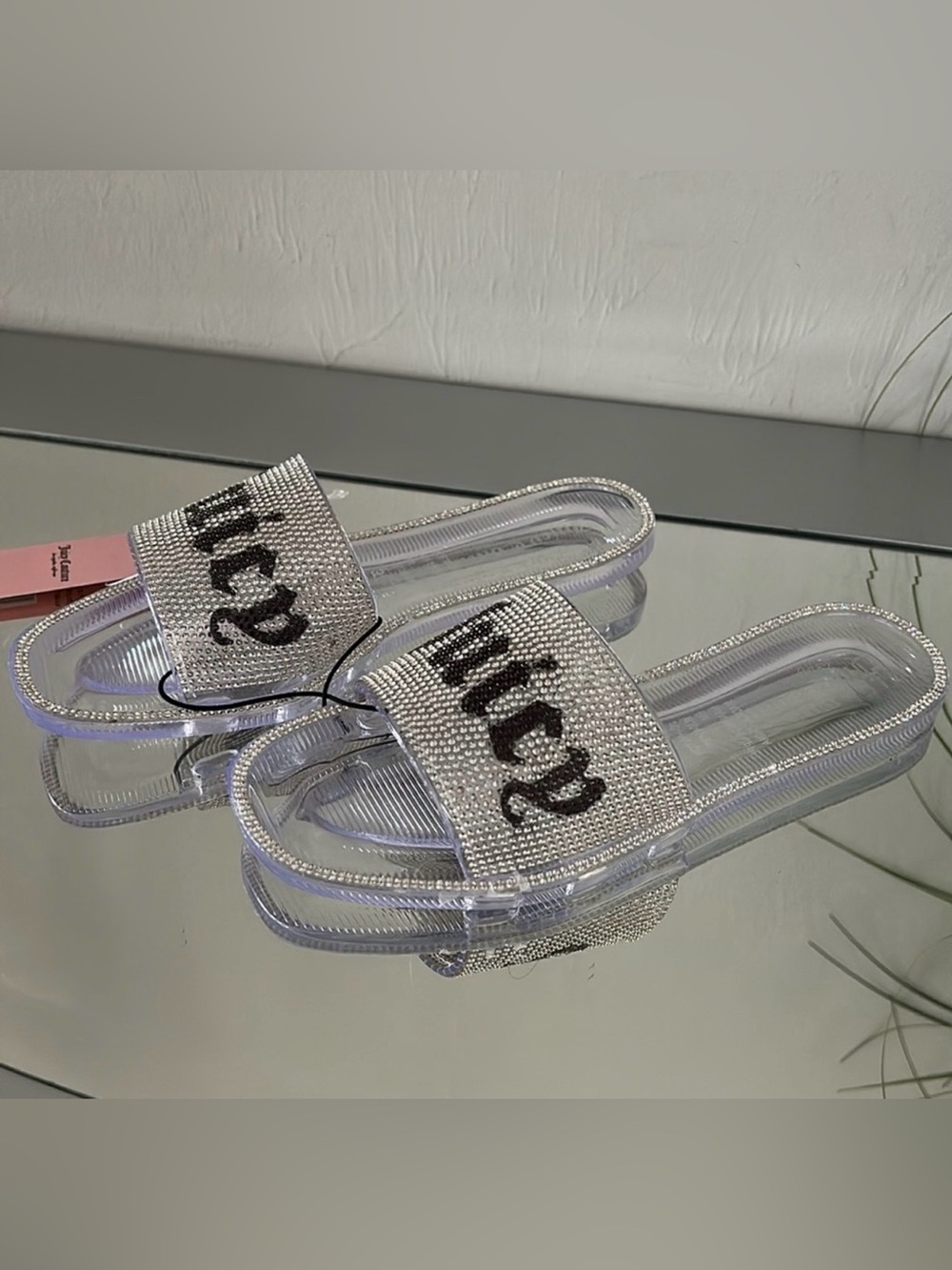 🆕 JUICY COUTURE Hylton Rhinestone Logo Slides Clear Jelly Sandals Size 6 NWT - Picture 10 of 16
